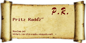 Pritz Radó névjegykártya